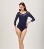 ProDance Mesh Simple Long Sleeve Ballet Leotard PLL005N (XL, Navy)