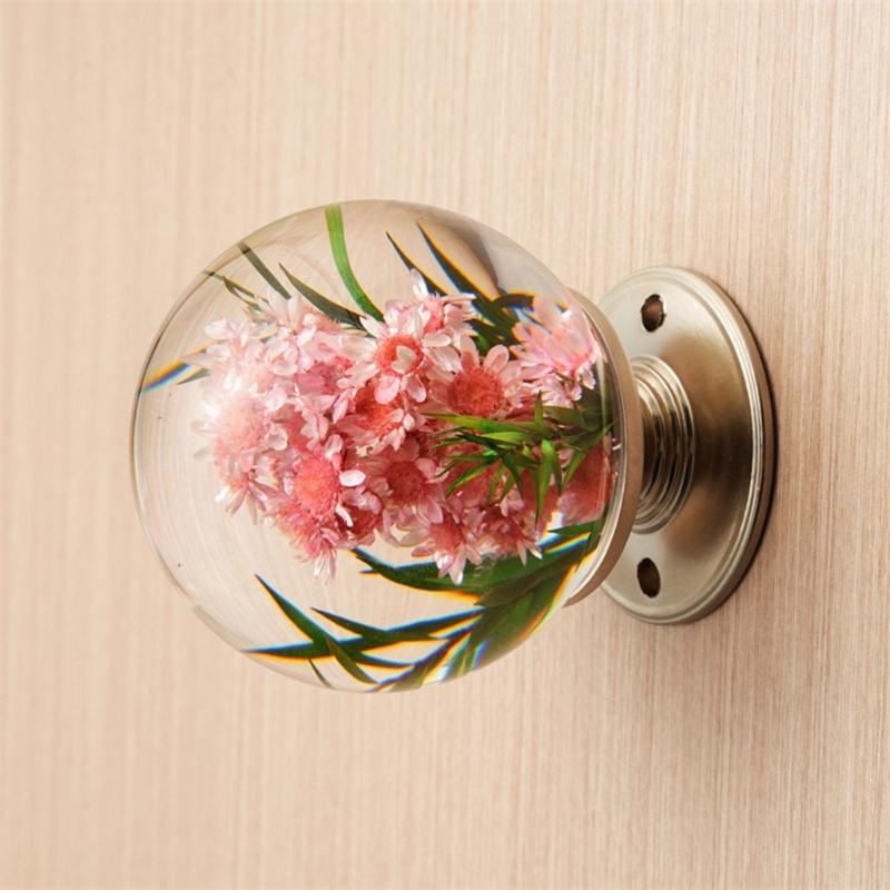 Door Pulls Unique Resin Wardrobe Knob Cupboard Handle Modern Furniture Handle Crystal Ball Shape Cabinet Door Handle