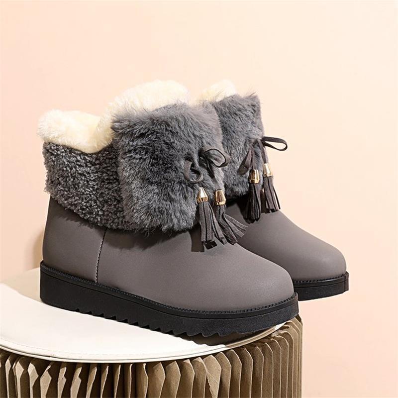 

Korean version of snow boots autumn and winter new student cotton shoes ins short tube velvet warm short boots 40 сірий колір