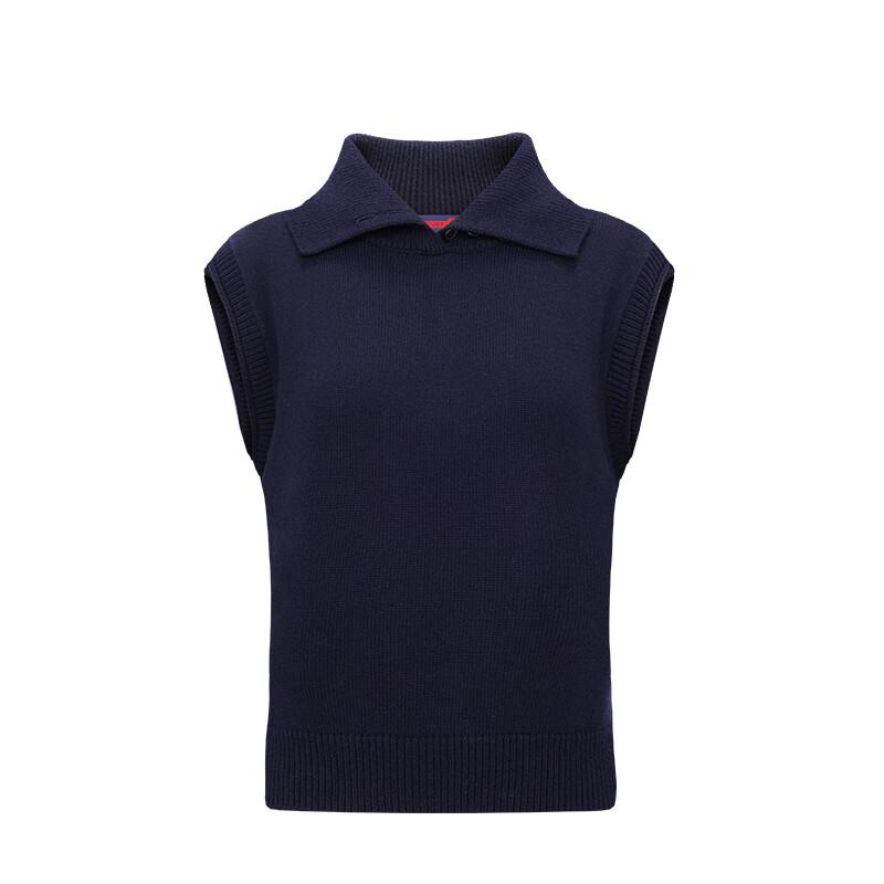 Navigare Women's Sleeveless Ribbed Knit Vest with Collar