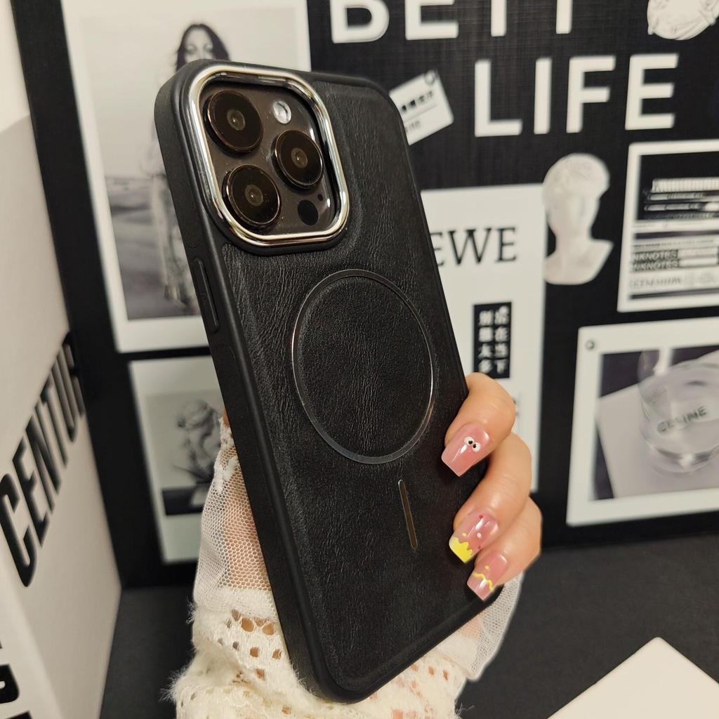 Premium Leather Magnetic iPhone 17 Pro Max Case - Anti-Slip, Drop-Proof Protective Cover Compatible with Apple iPhone 16