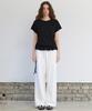 Lense Eyelet Frill Half T-Shirt Black