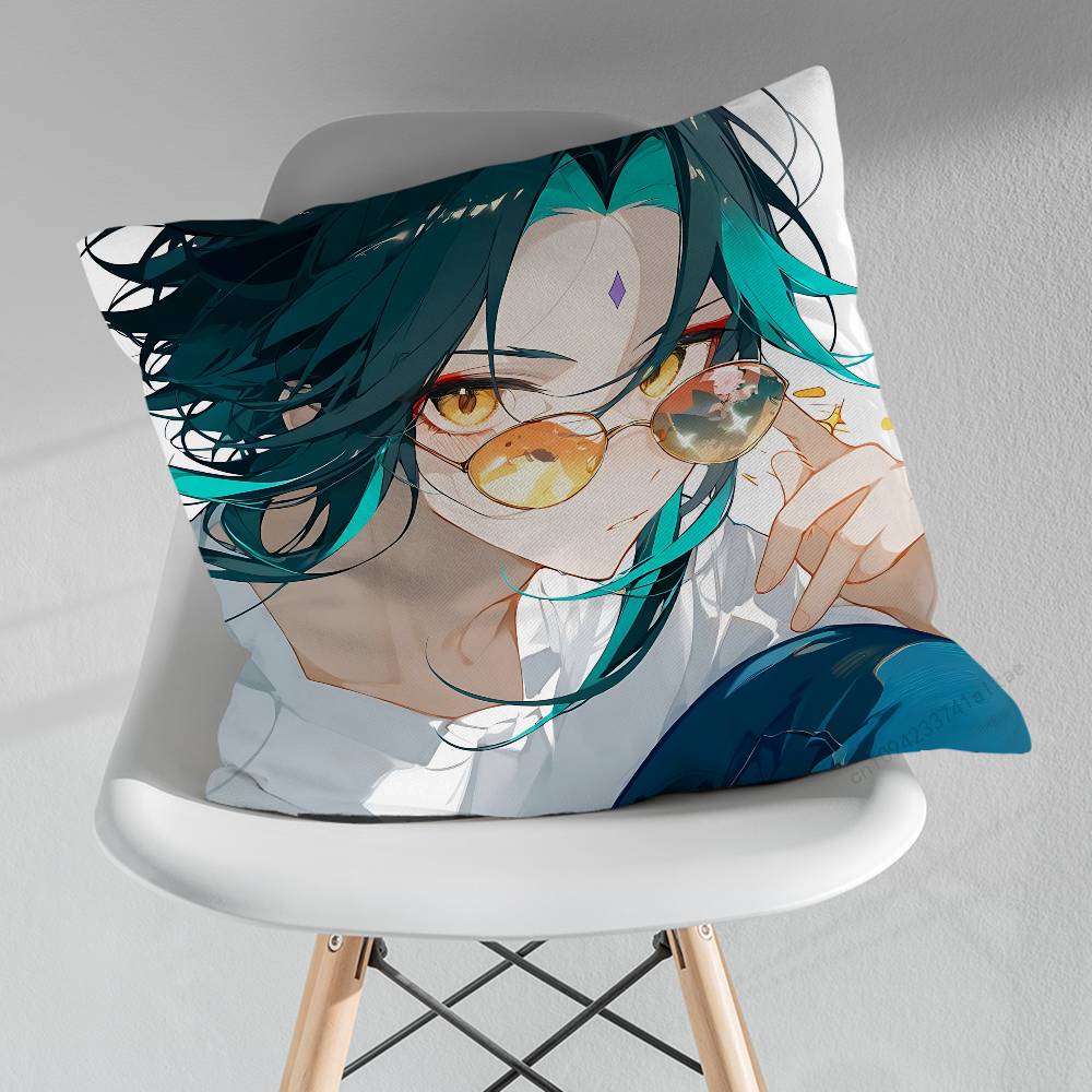 Cute XXiao Genshin Impact Pillowcase for Sofa Room Office Decor Printing Merchandise AllMatch Cushion Cover