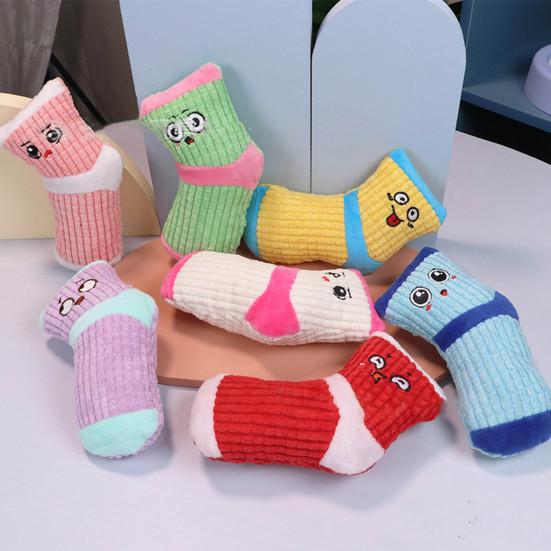 Yousheng Dog Chew Toy Bite-Resistant Multi-purpose Soft Fabric Socks Shape Puppy Squeaky Noise Sound Toy for Training