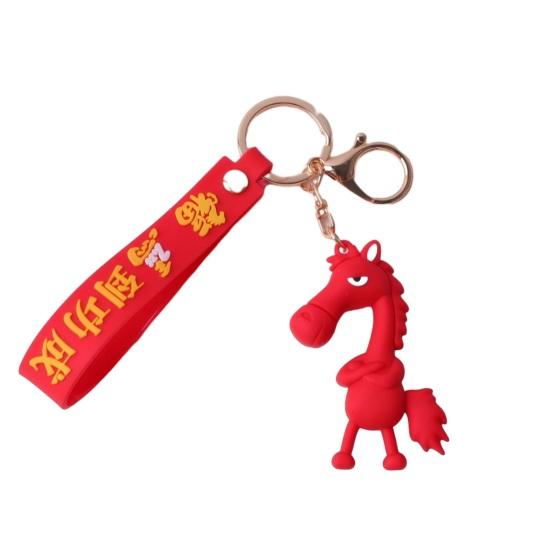Keychain Pendant 3D Cartoon Horse Design Key Chain with Metal Ring Multifunctional Keychain Gift Accessory