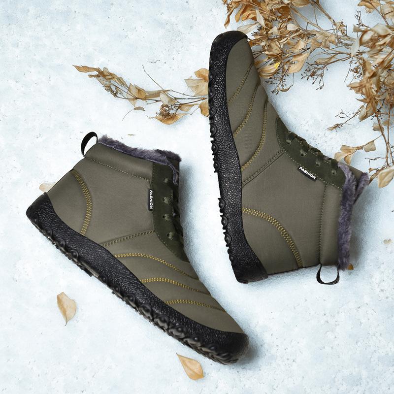 Herbst- und Winter-Bestseller Herren Samt Baumwolle warm Schneestiefel Lazy Fußabdeckung High-Top Schnürung Baumwollschuhe