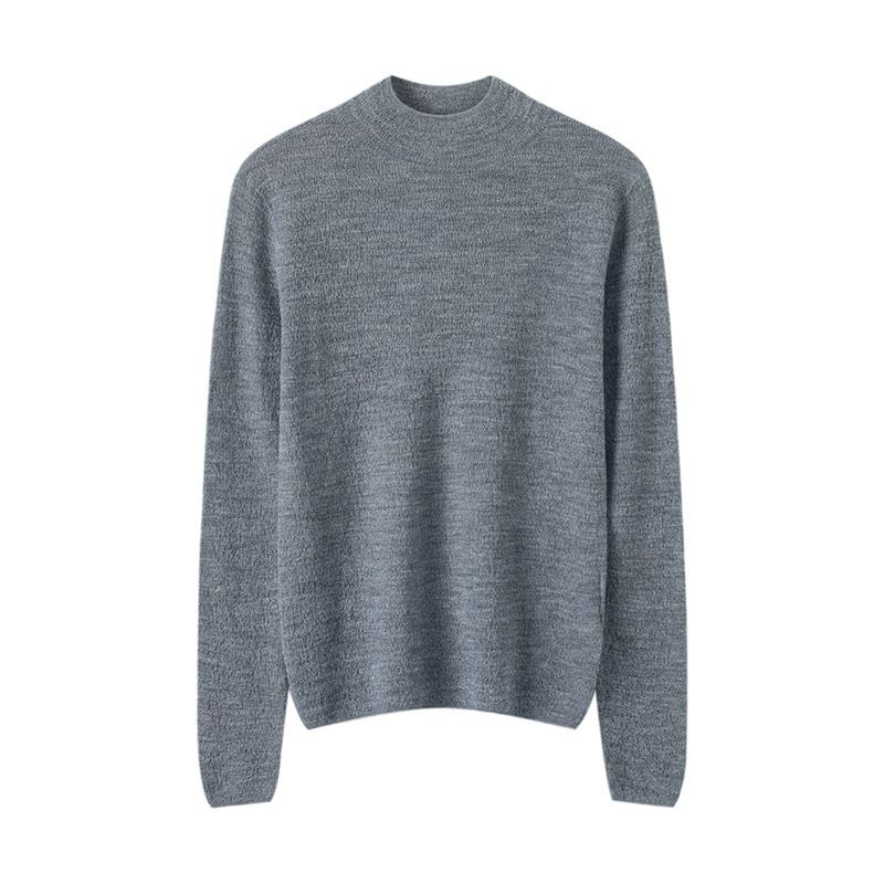 Le Kasha Women's Mock Neck Long Sleeve Wool Sweater - Bark Flower Texture