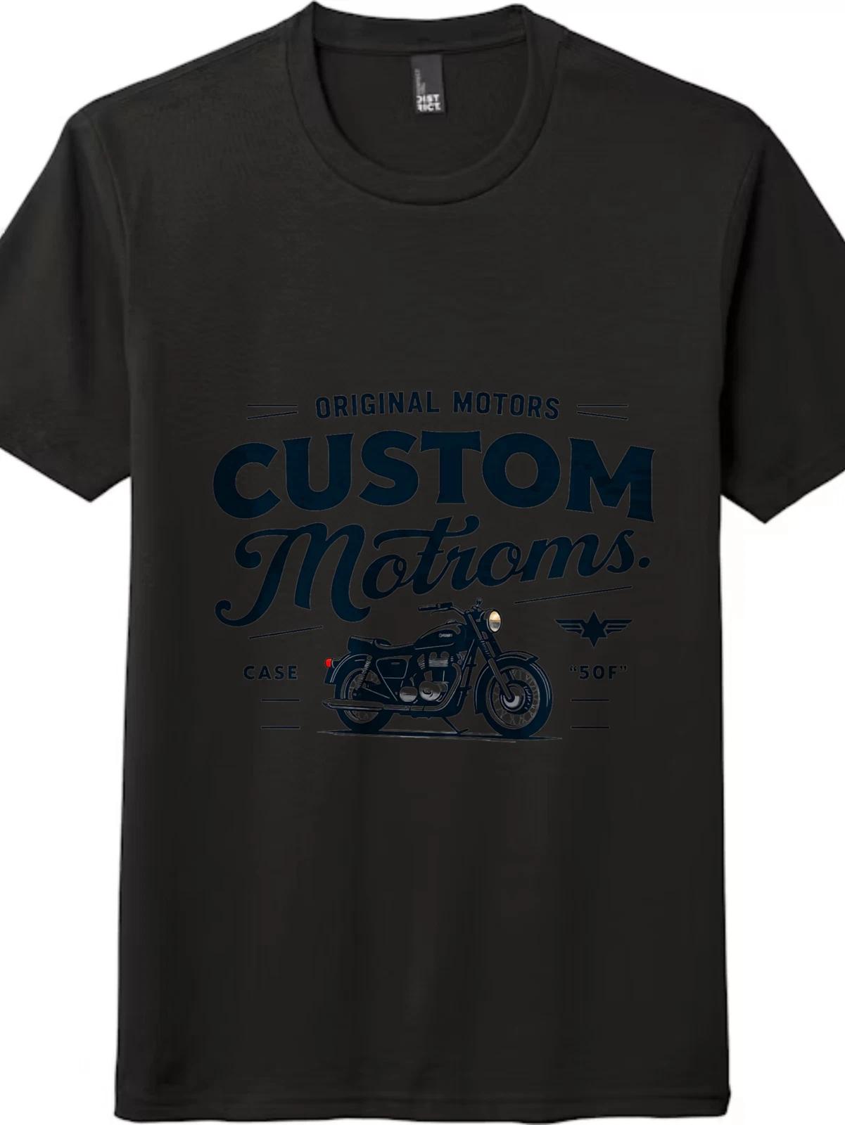 

Custom Motroms Vintage Motorcycle T-Shirt - Unisex Biker Retro Tee 3XL