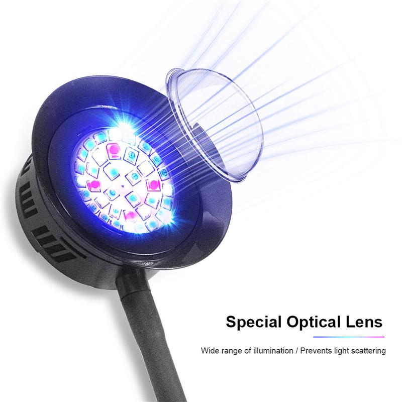 30W Clip-on Fish Tank Lamp Coral Seawater Tank Lamp Aquarium 3-Speed Timing Dimmable LED Reef Light Algae Tank Lighting 220V