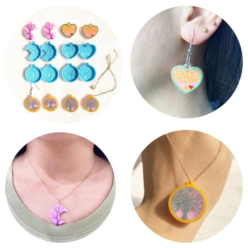 1/4Pieces Earring Resin Molds Life Tree Earring Mold for Jewelry Making Silicone Molds for Resin DIY Fashion Earring