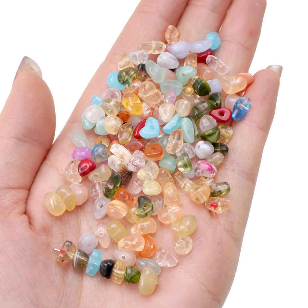 10g unregelmäßige Halo gebeizte kleine Kiesperlen Acryl lose Distanzperlen für DIY handgefertigte Armbänder Halskette Schlüsselanhänger Schmuckherstellung Zubehör
