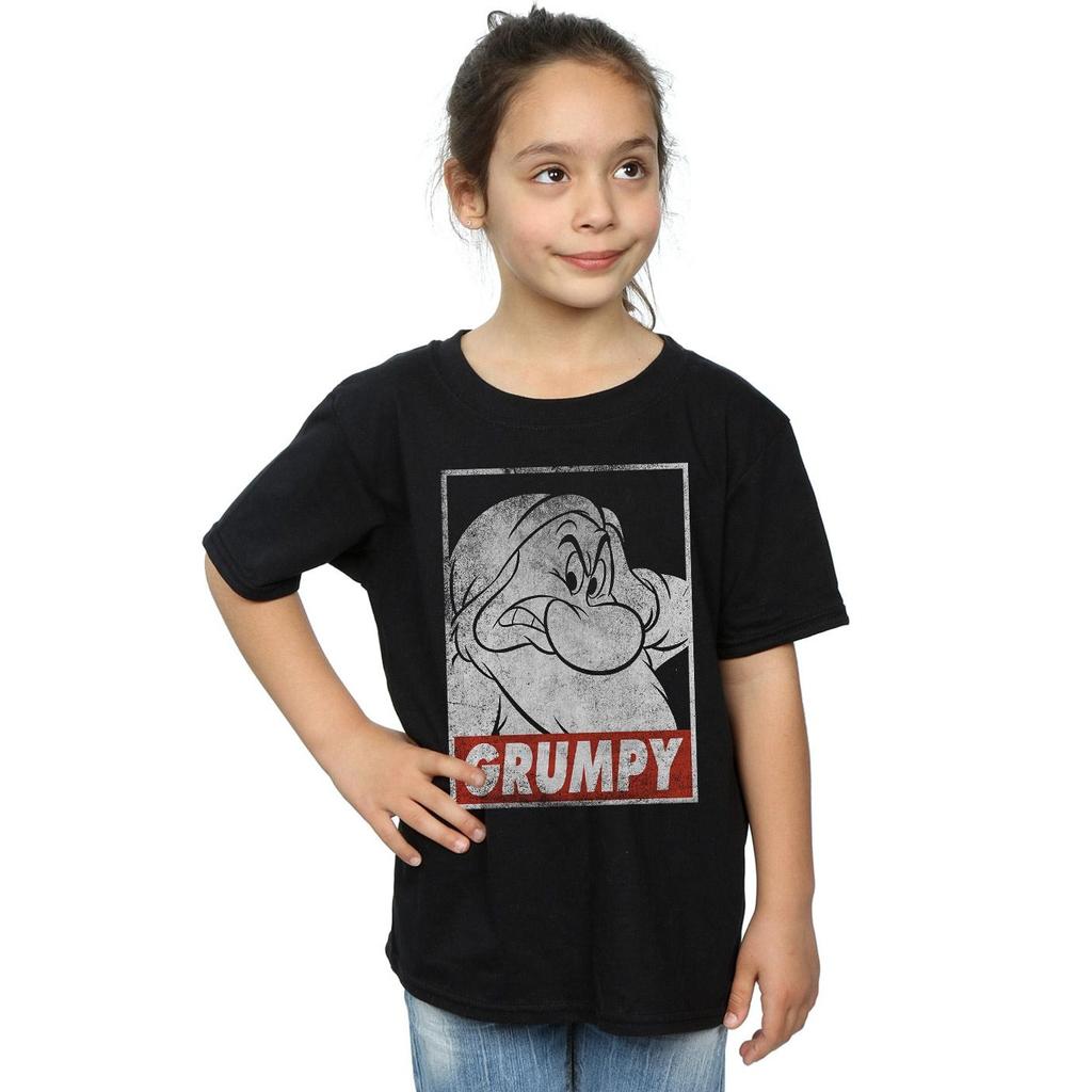 Disney Girls Snow White Grumpy Dwarf Poster Cotton T-Shirt