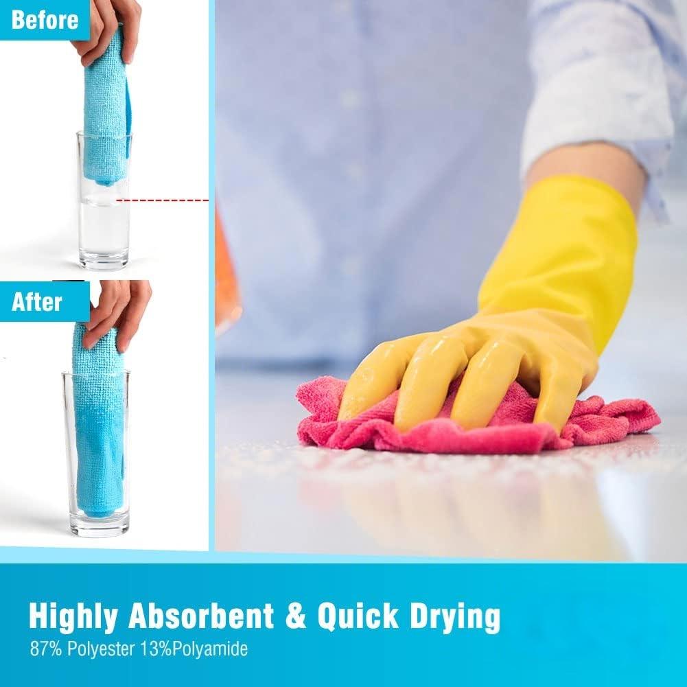 Lint-Free Microfiber Dishcloth: Absorbent Kitchen, Table & Car Cleaning Towel with Scouring Pad