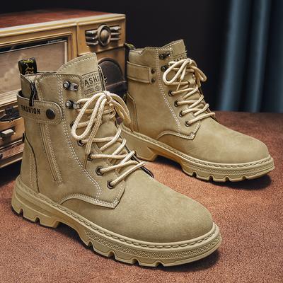 New Men's High Top Workwear Boots with British Style Retro Shoes Versatile Casual Shoes Fashionable Trendy Motorcycle Boots