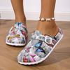 Nuove Pantofole da Donna alla Moda Slip-On Eleganti Nero-Grigio Farfalla Filigrana Tacco Zeppa con Suola Morbida Resistente Comode per