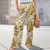 Ladies' Loose And Casual Christmas Printed Wide Leg Pants With Elastic Waistband Drawstring And Pocket Pants