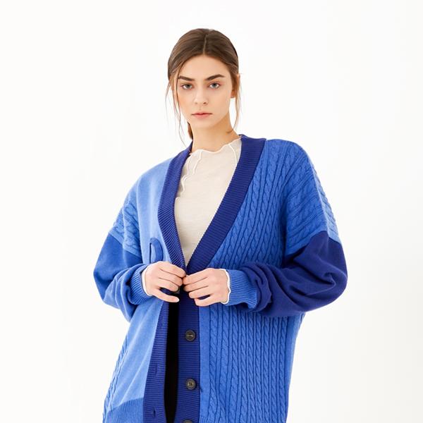 Denivel Denv Twist Contrast Cardigan (Blue)