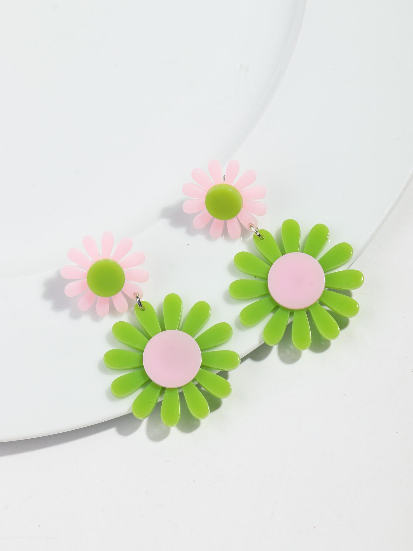 Boho Colorful Acrylic Sunflower Women s Earrings 2026 Trendy Geometric Daisy Flower Long Drop Earring Cute Simple Jewelry Gifts