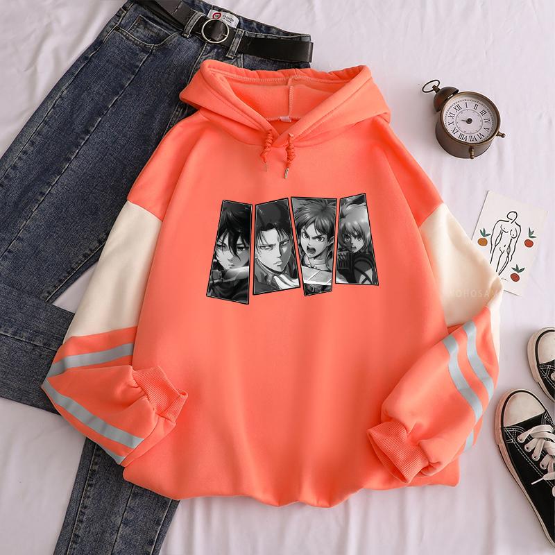 Japan Anime Attack On Titan Manga Hoodie Women Harajuku Cartoon Funny Print Hooded Unisex Streetwear Men Sweatshirt