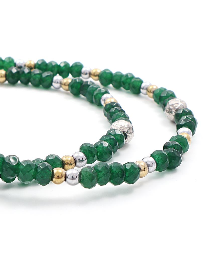 Polalita Gold & Silver Green Natural Stone Bracelet (Plt-Br-081_Gn)