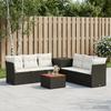 Sofa Set 8 Pieces Black and Cream White Poly Rattan and Steel