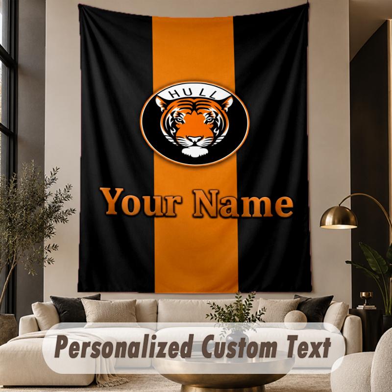 Custom Text Tapestry Hull City Print Wall Tapestry Indoor Living Room Wall Decor