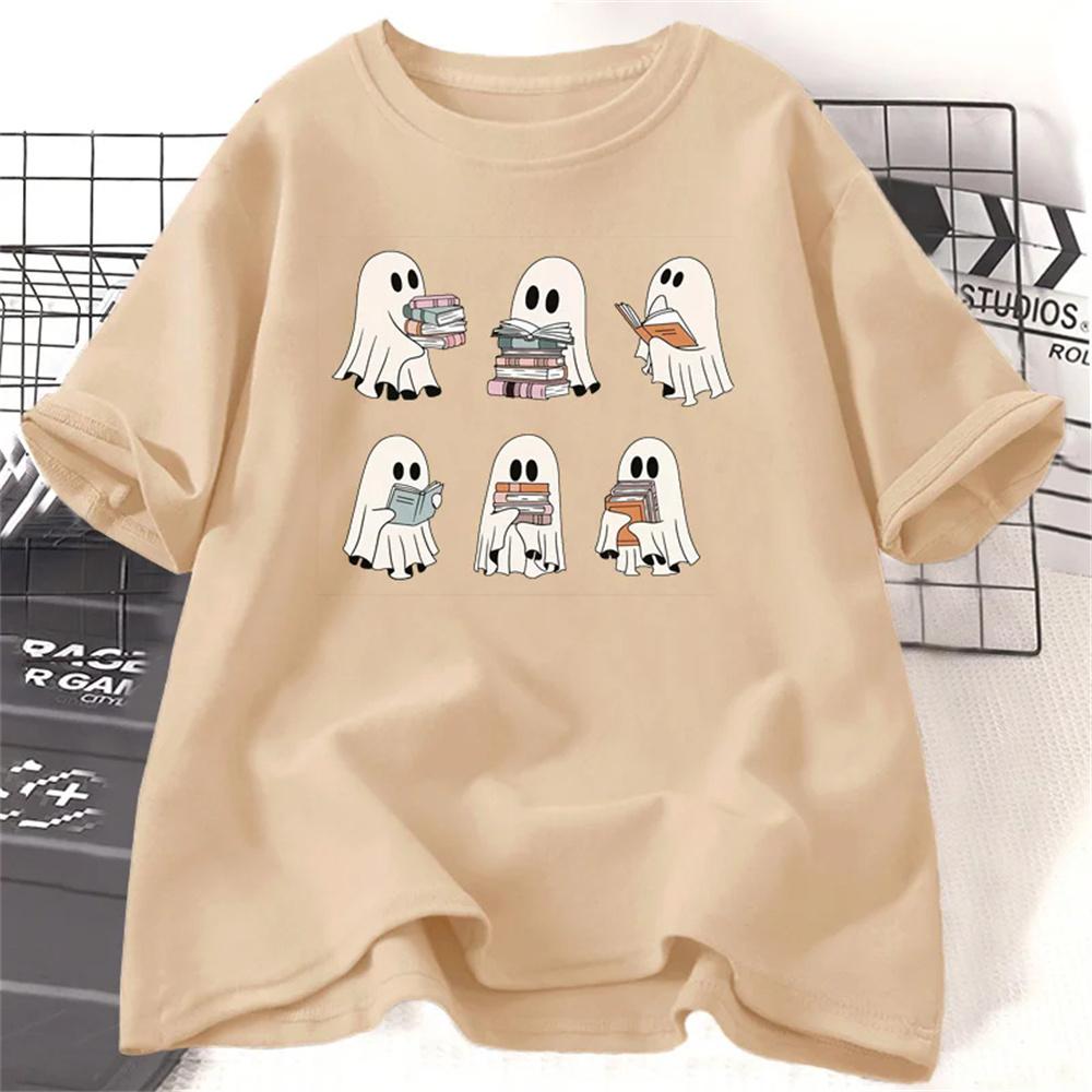 

Ghost Bookish Halloween t shirt Women streetwear modern style Japanese t shirt girl graphic anime clothes S