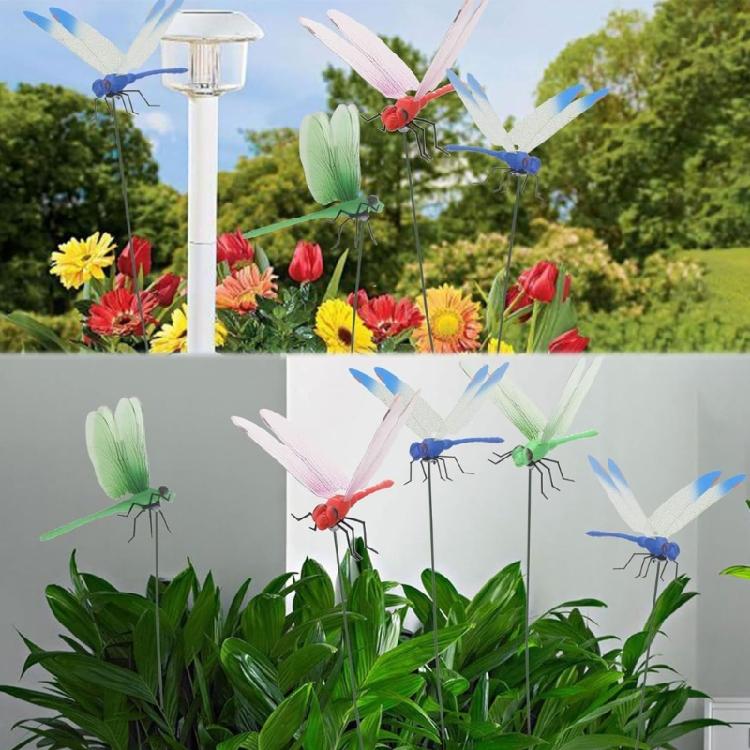 12Pcs Dragonfies Clip 3D Dragonfies Garden Stakes Decors Fly Deterrents Dragonfies Fly Deterrents,Garden Bird Scare Devices