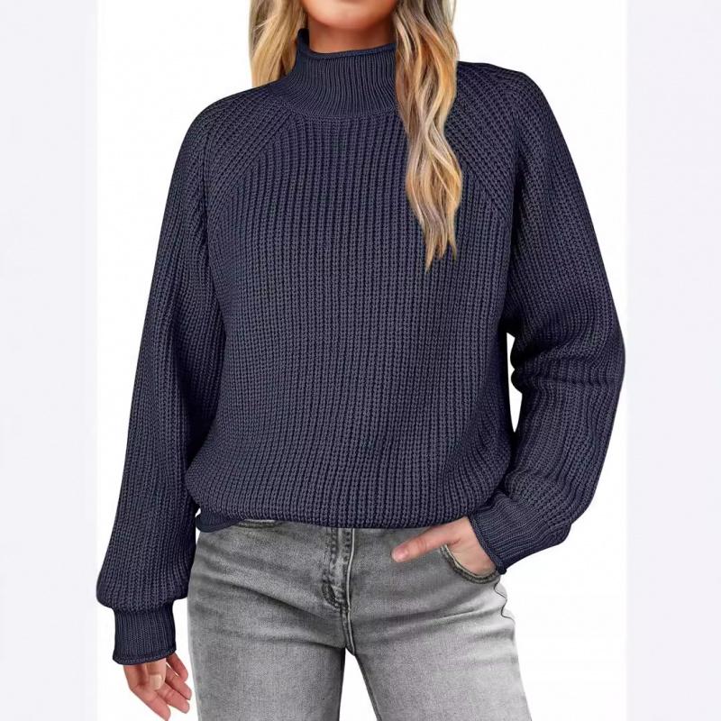 Autumn Winter New Solid Color Pullover Turtleneck Knitted Sweater Long Sleeve Women's Clothing