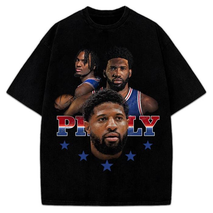 

Paul George Joel Embiid Tyrese Maxey Philly Big 3 Philadelphia Graphic T-Shirt M