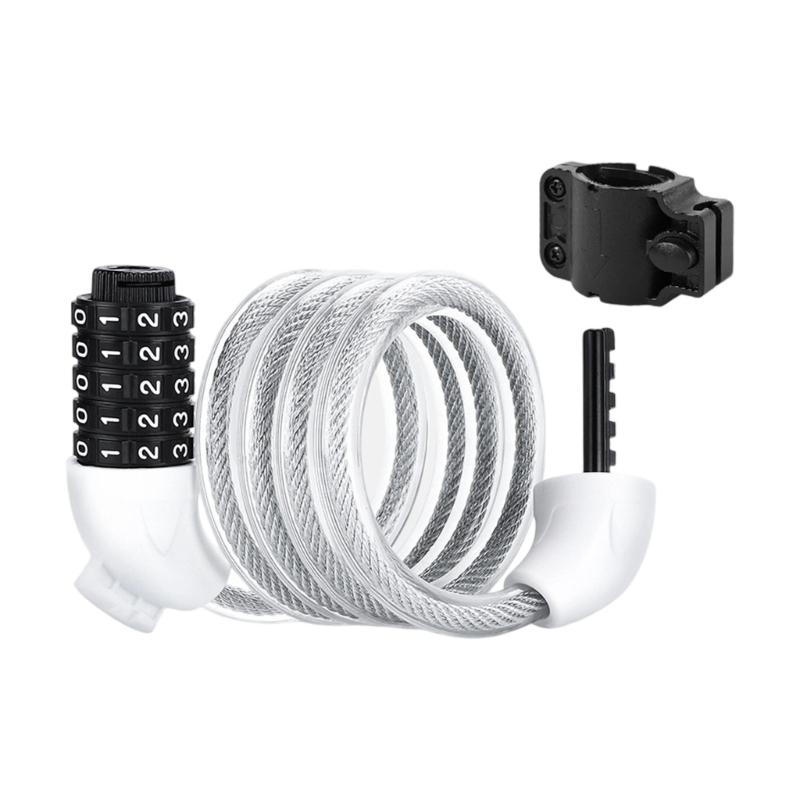 Bicycles Security Lock Portable Steel Cable Lock Bike Lock 120cm 5-Digit Combination Lock Cycling Accessories