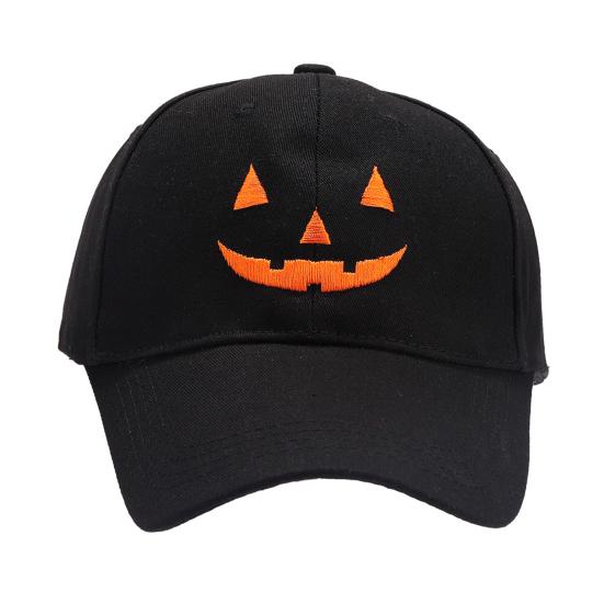 Halloween Baseball Hat Halloween Embroidered Pumpkin Face Baseball Cap Breathable Adjustable Outdoor Sun Hat