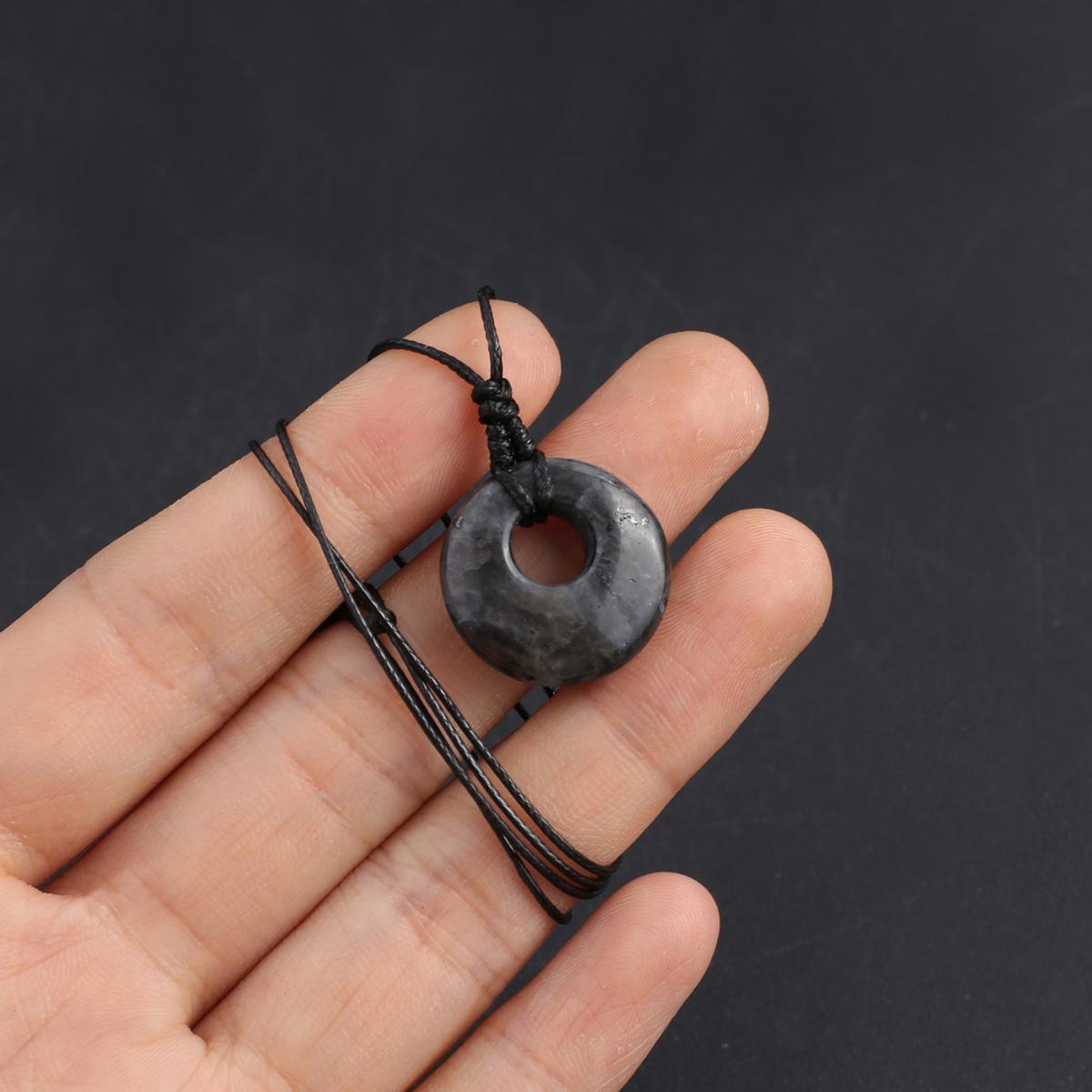 

Новый стиль ожерелье натуральный камень белый нефрит/агат/лабрадорит ожерелье круглый кулон для женщин подарок на день рождения 18mm