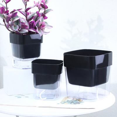 Self Watering Flowerpot with Cotton String Visible Water Level Window Bottom Watering Planter Automatic Watering Planter