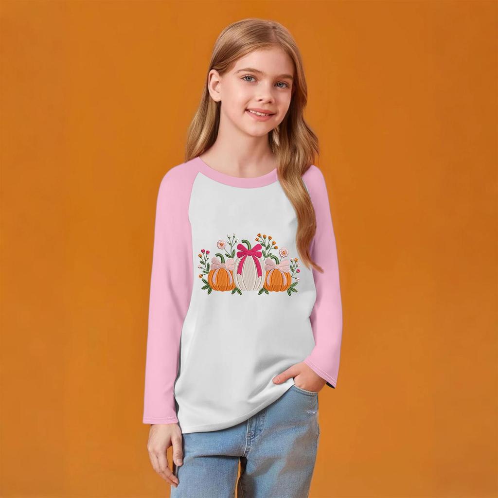 Kids' Fashionable Comfortable Christmas Print Neck Pullover Long Sleeve Top