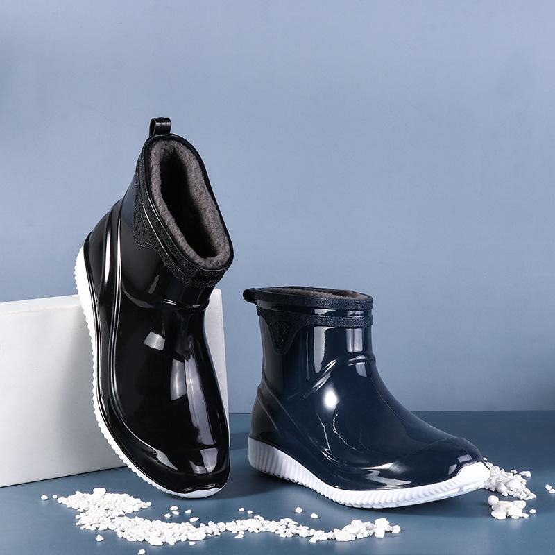Fashion 2024 Fashion Men's Rain Boots Rubber Ankle Bootie Non Skid Solid Wading Shoes Male Comfortable Soft Rainy Shoes Fishing Kitchen