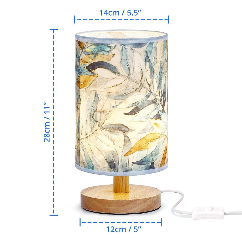 LED Table Lamp, Bedside, Side Table With Wooden Base, Multicolor - 11 Inch