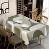 1pc Green and White Beige Olive Soft Gray Modern Geometric Tableclothzyc