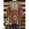 T-shirt da Donna Bohémien Vacanza Stampa Semplice Top Irregolari Canapa Girocollo Moda Versatili Manica Corta Vestiti Y2k