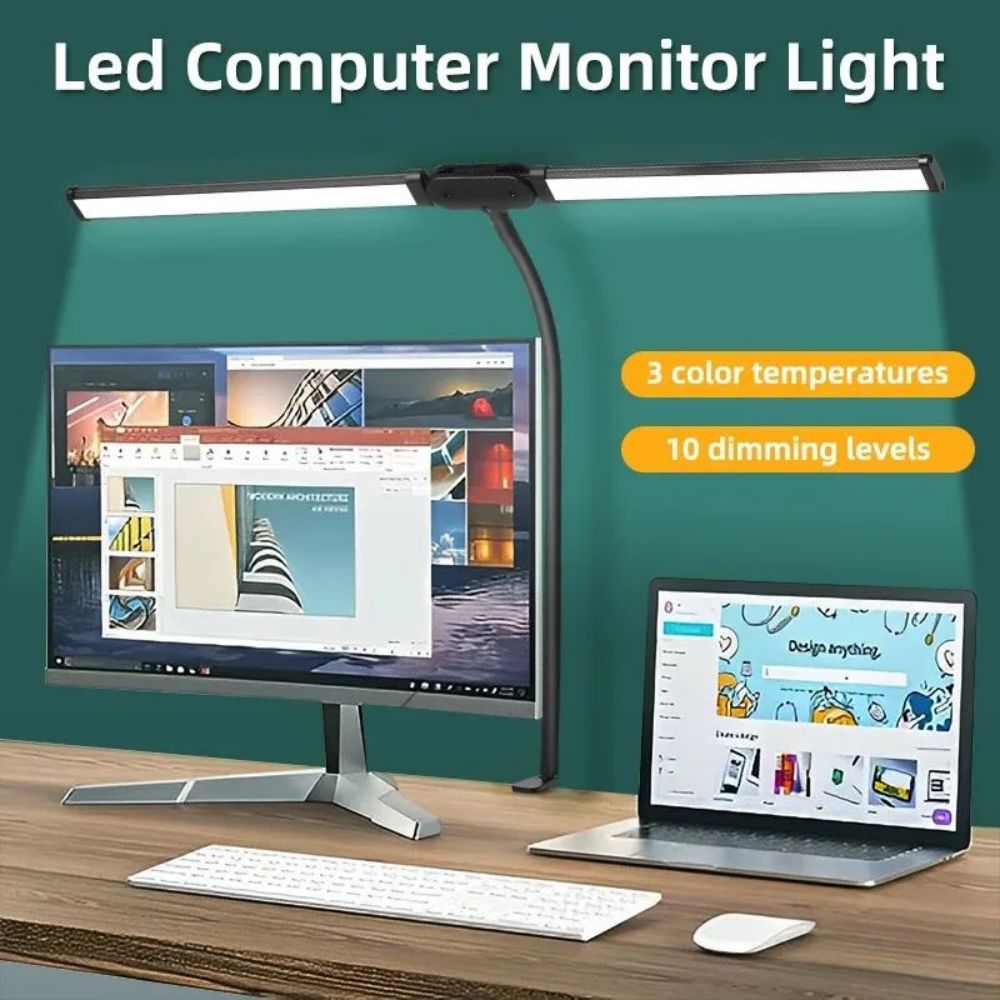 Double Head LED Clip Desk Lamp Architect Table Lamp for Home Office Lighting 3 Color Mode and 10 Dimmable Eye Protect Desk Lamps