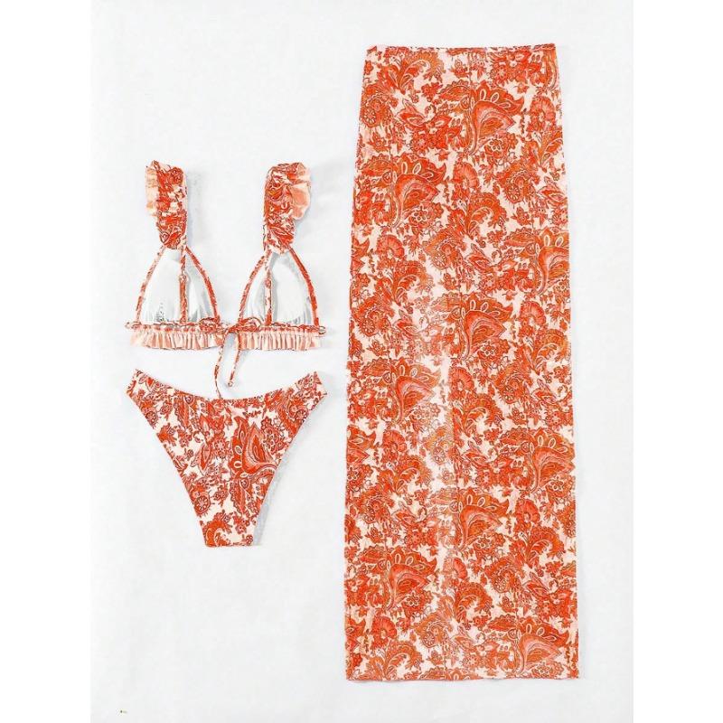 Women S Three Piece Printed Bikini Set Sexy European American Style
