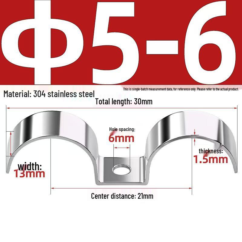 304 Stainless Steel P-Type Single-Sided Pipe Clamp, Double Clip, Half-Side Bracket, Single Hole Saddle Clamp