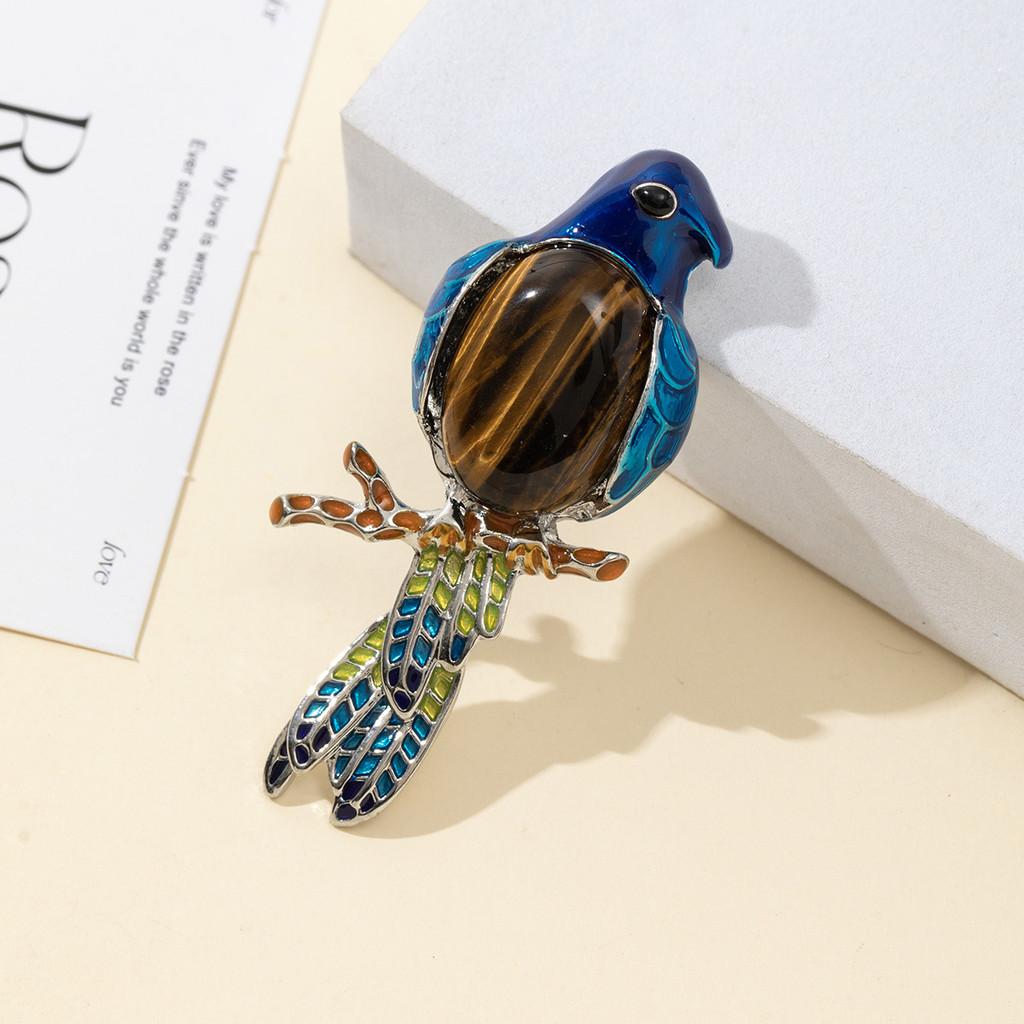 Parrot Enamel Brooch Pin With Shell Inlay For Diy And Jewelry Making