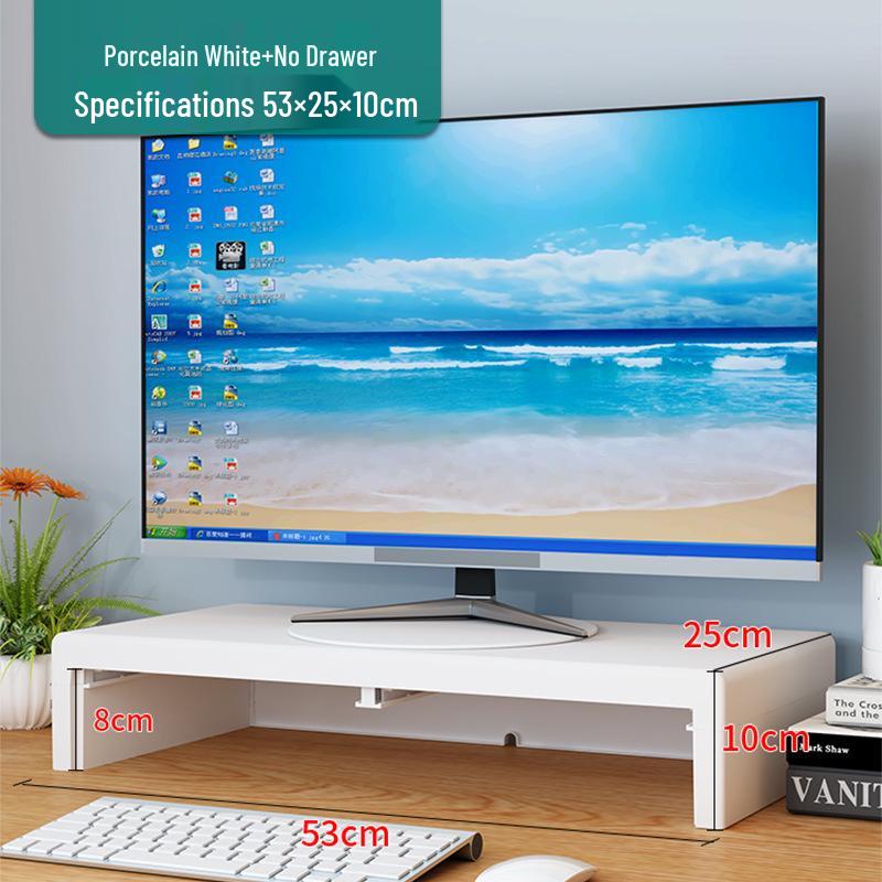 Large Capacity Monitor Riser Stand with Drawer and Desktop Storage Shelves