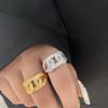 Inele manșetă cu lanț link-uri pavate cu diamante pentru femei, lățime 25mm, deschise, accesoriu figurină