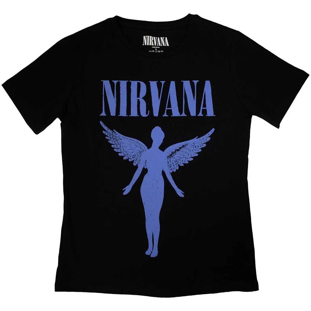 

Nirvana Ladies Slim Fit T-Shirt: Angelic Blue Mono OFFICIAL NEW 2XL