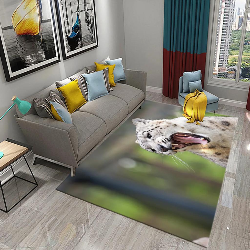 3D Leopardenteppich für Schlafzimmerteppich Rutschfester Teppich Bodenmatte Wohnzimmer Bodenbereichsmatten Küchenteppich Bettvorleger Heimdekoration