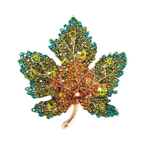 1/3Pcs Maple Leaf Brooch Colored Rhinestone Enamel Thanksgiving Brooch Festive Autumn Inspired Design Lapel Badge