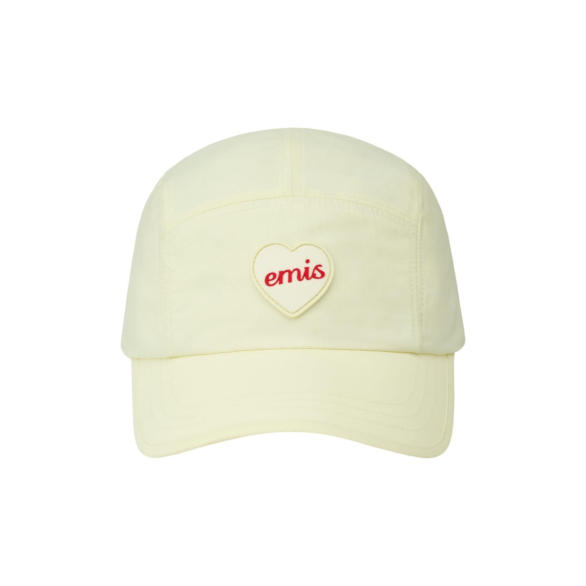 [EMIS] HEART RUBBER PATCH CAMP CAP - 4 Aesthetic Colors IVORY