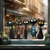 Easy Peel Glass Decals Halloween Cartoon Black Cat Static Sticker, PVC Window Decorative Removable Murals Decal, Waterproof Clings for Living Room